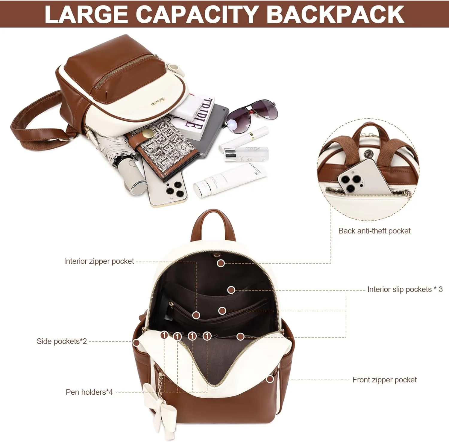 Eslcorri Mini Backpack Purse for Women - Girls Bowknot Fashion Backpack Small Leather Cute Travel Daypacks with Wallet 2-PCS Casual Ladies Convertible Shoulder Handbag - Purple