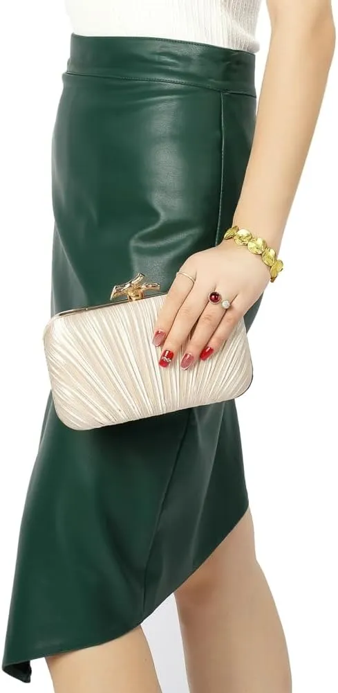 Evening Bag Clutch Purses for Women Chic Satin Pleated Designer Shoulder Handbags Crossbody Purse for Party Prom Wedding