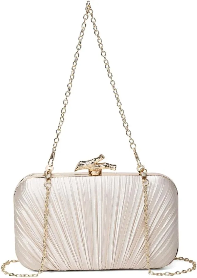 Evening Bag Clutch Purses for Women Chic Satin Pleated Designer Shoulder Handbags Crossbody Purse for Party Prom Wedding