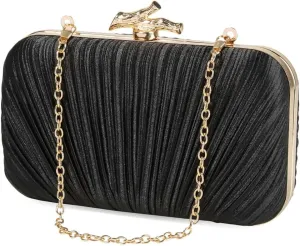 Evening Bag Clutch Purses for Women Chic Satin Pleated Designer Shoulder Handbags Crossbody Purse for Party Prom Wedding