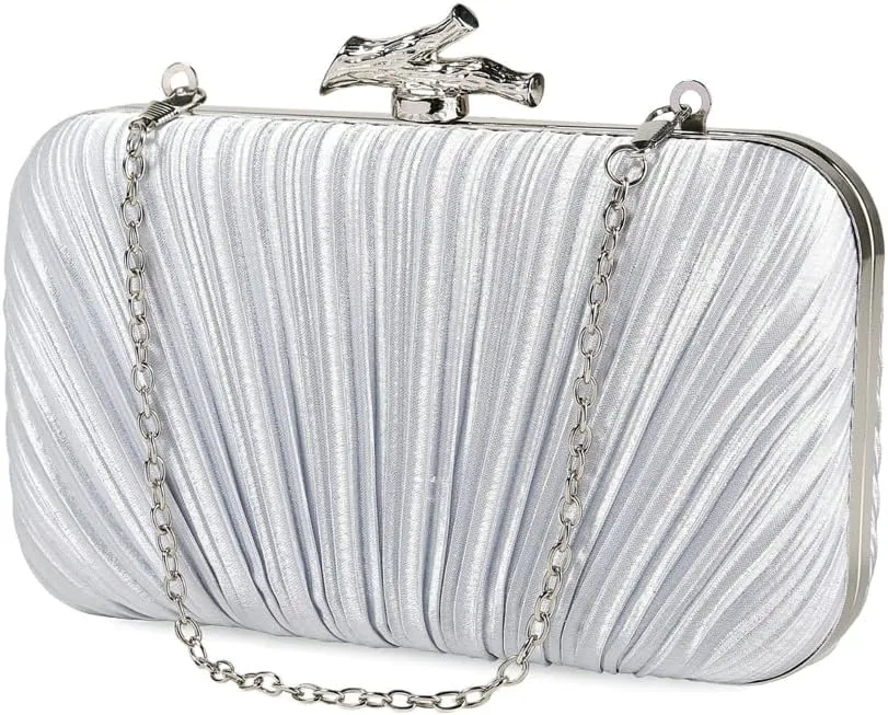 Evening Bag Clutch Purses for Women Chic Satin Pleated Designer Shoulder Handbags Crossbody Purse for Party Prom Wedding