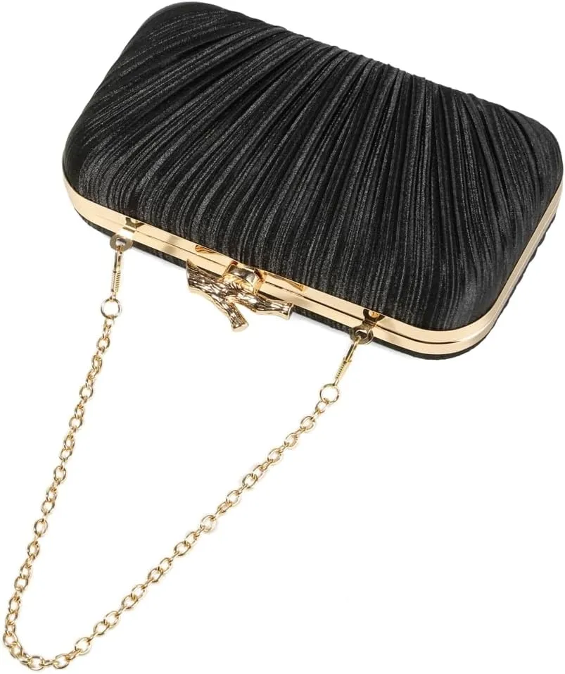 Evening Bag Clutch Purses for Women Chic Satin Pleated Designer Shoulder Handbags Crossbody Purse for Party Prom Wedding