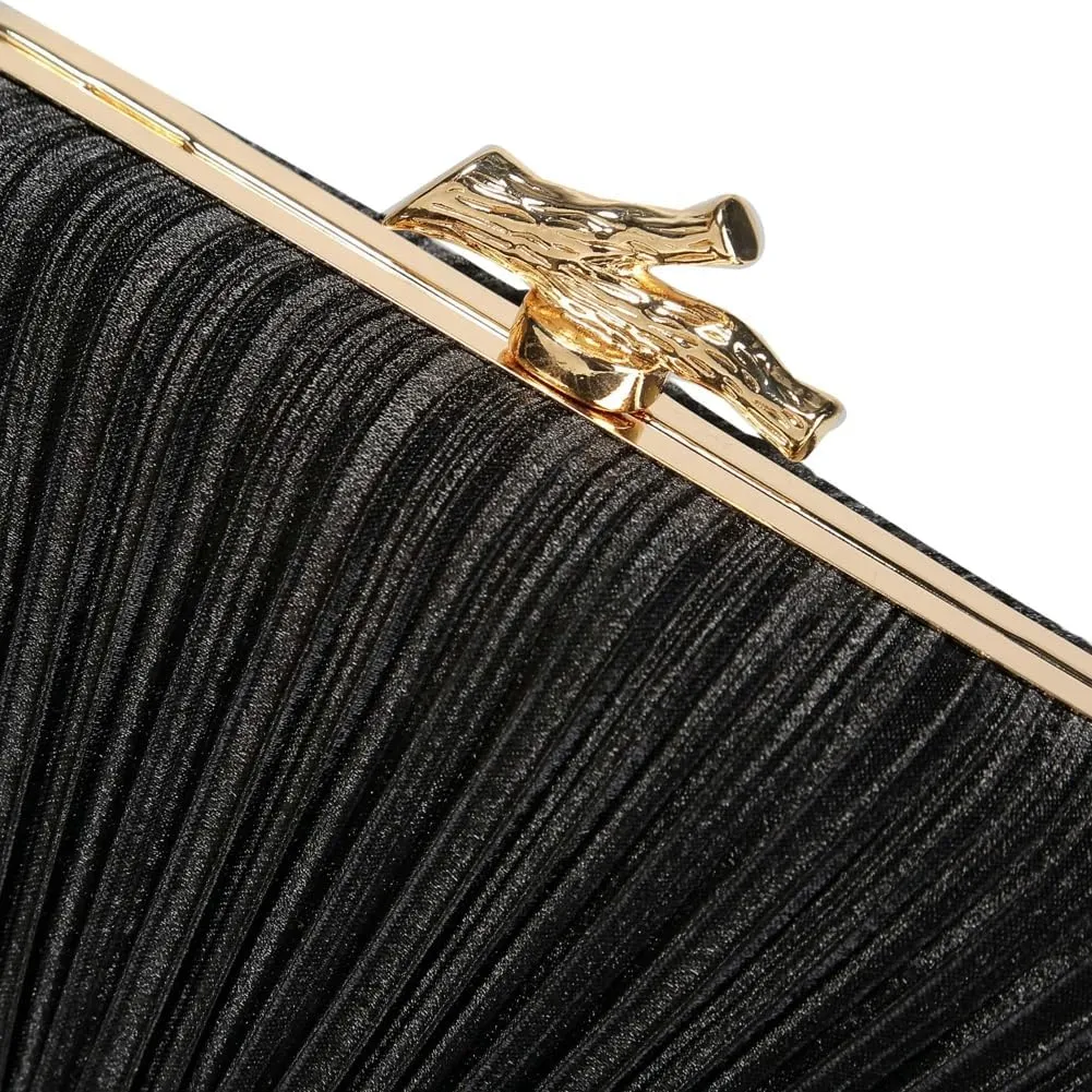 Evening Bag Clutch Purses for Women Chic Satin Pleated Designer Shoulder Handbags Crossbody Purse for Party Prom Wedding