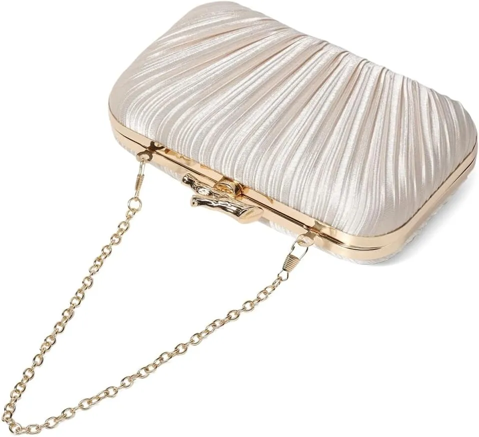 Evening Bag Clutch Purses for Women Chic Satin Pleated Designer Shoulder Handbags Crossbody Purse for Party Prom Wedding