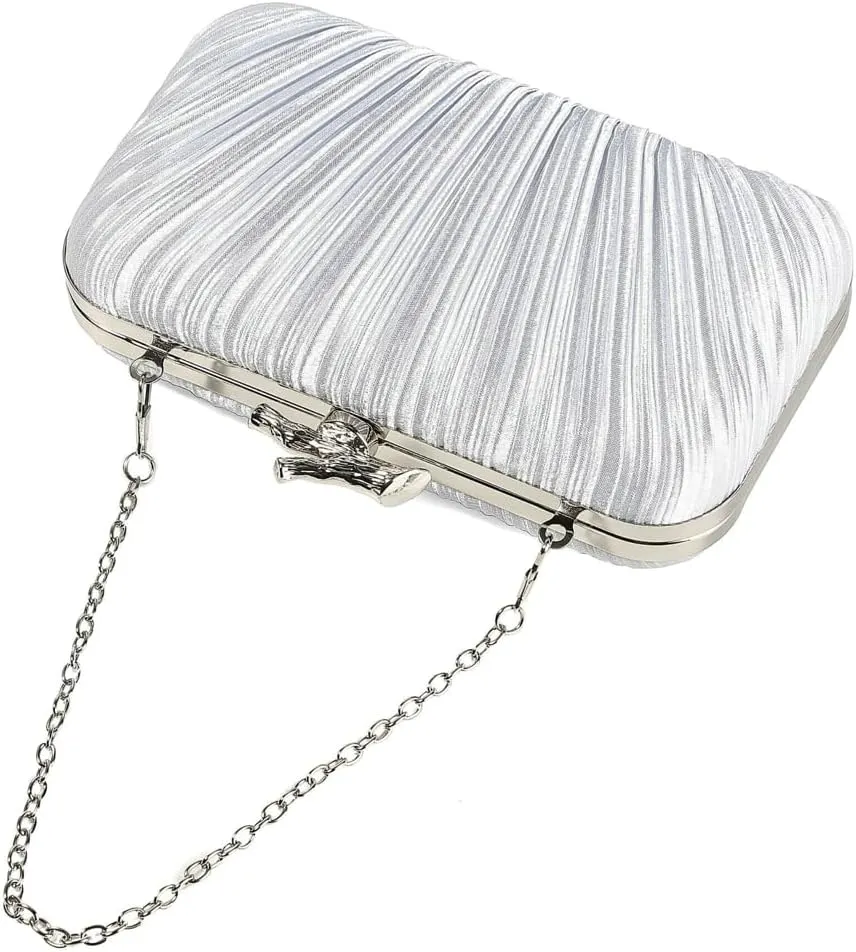 Evening Bag Clutch Purses for Women Chic Satin Pleated Designer Shoulder Handbags Crossbody Purse for Party Prom Wedding