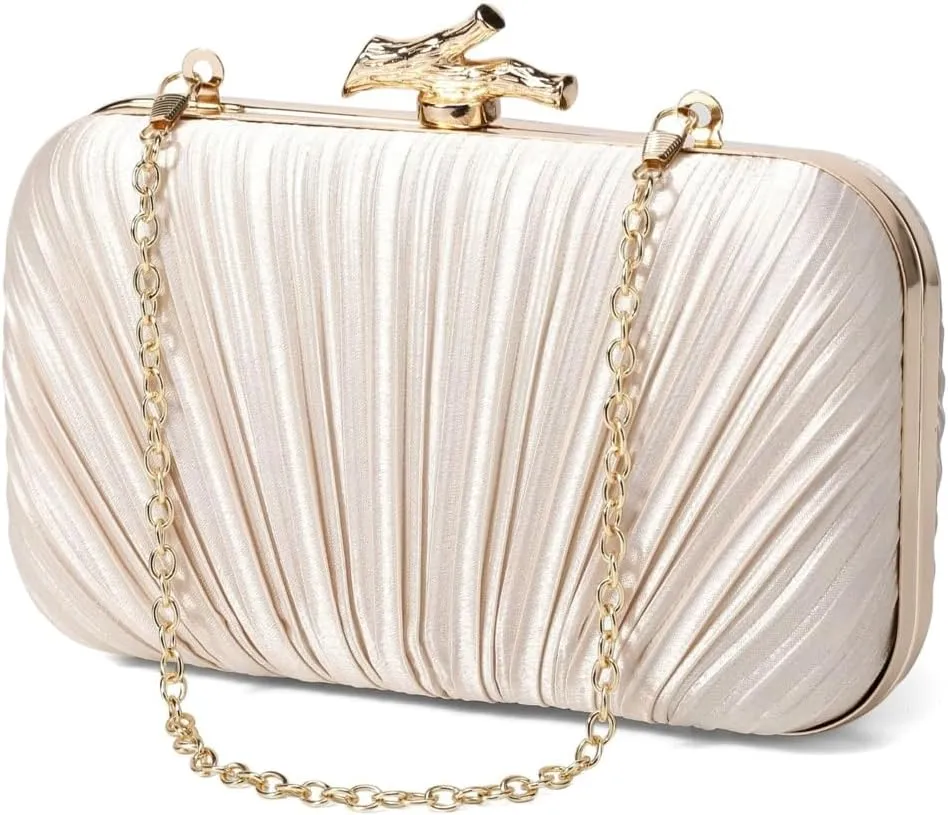 Evening Bag Clutch Purses for Women Chic Satin Pleated Designer Shoulder Handbags Crossbody Purse for Party Prom Wedding