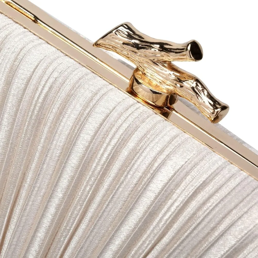 Evening Bag Clutch Purses for Women Chic Satin Pleated Designer Shoulder Handbags Crossbody Purse for Party Prom Wedding