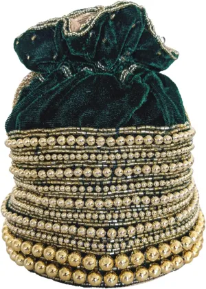Evening Bags For Women Elegant Classy Indian Potli Bags For Weddings And Parties, Velvet Wristlet Drawstring Bag