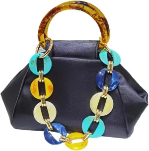 Exquisite Evening Clutch for Women Gorgeous Satin Handbag for Party Wedding Bag Chic Acrylic Chain Purses