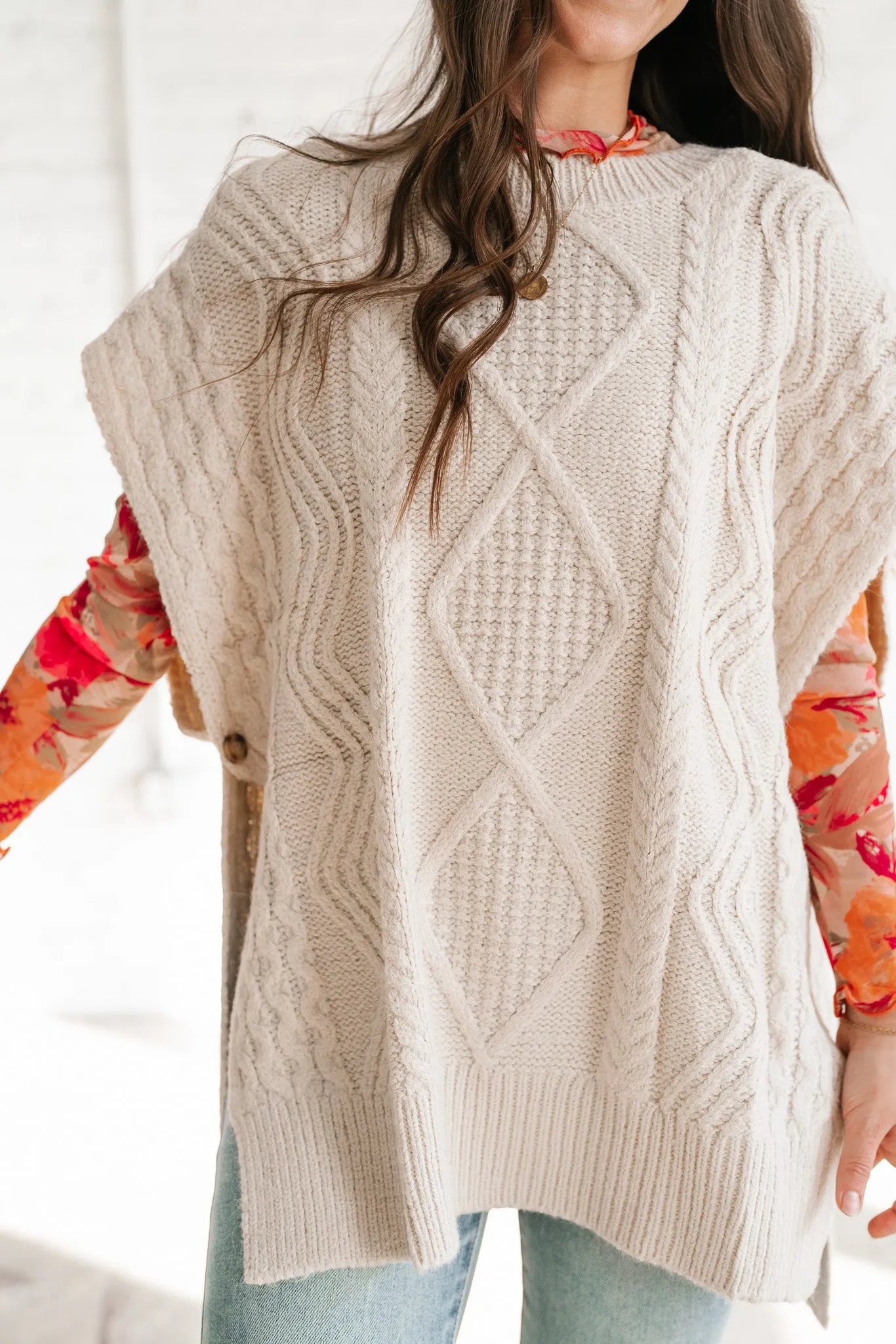 Faye Cable Knit Sweater Tunic Top