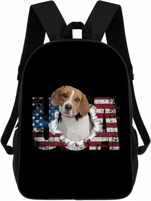 Funny Beagle Dog Backpacks Bookbag Puppy Pet Animal Laptop Bag Daypack Travel Hiking Camping 17 Inch Black