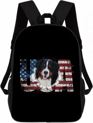 Funny Bernese Dog Backpacks Bookbag Puppy Pet Animal Laptop Bag Daypack Travel Hiking Camping 17 Inch Black