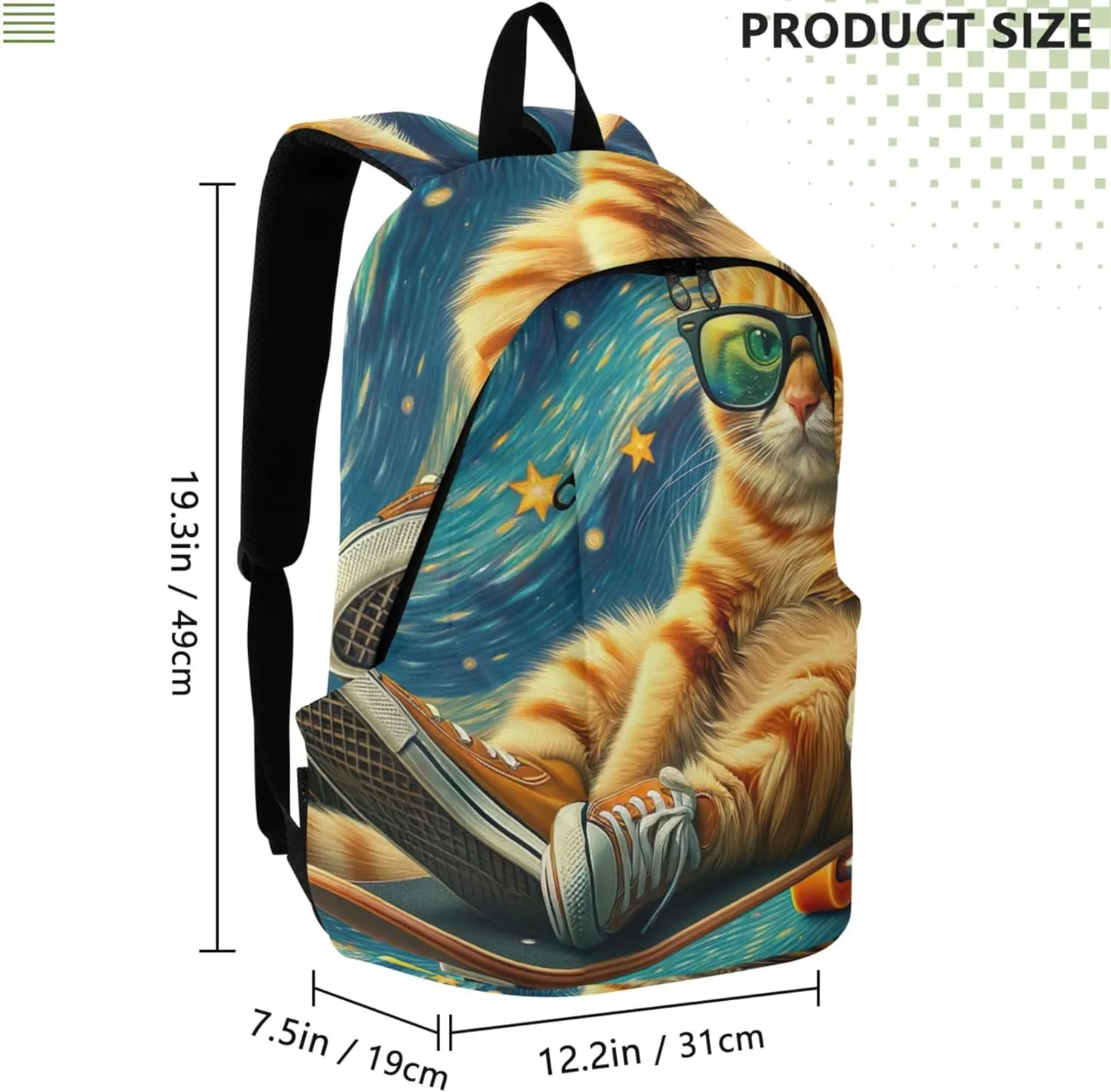 Funny Womens Casual Backpack Daypack Cute Cat Starry Night Waterproof Teen Girls College Backpacks