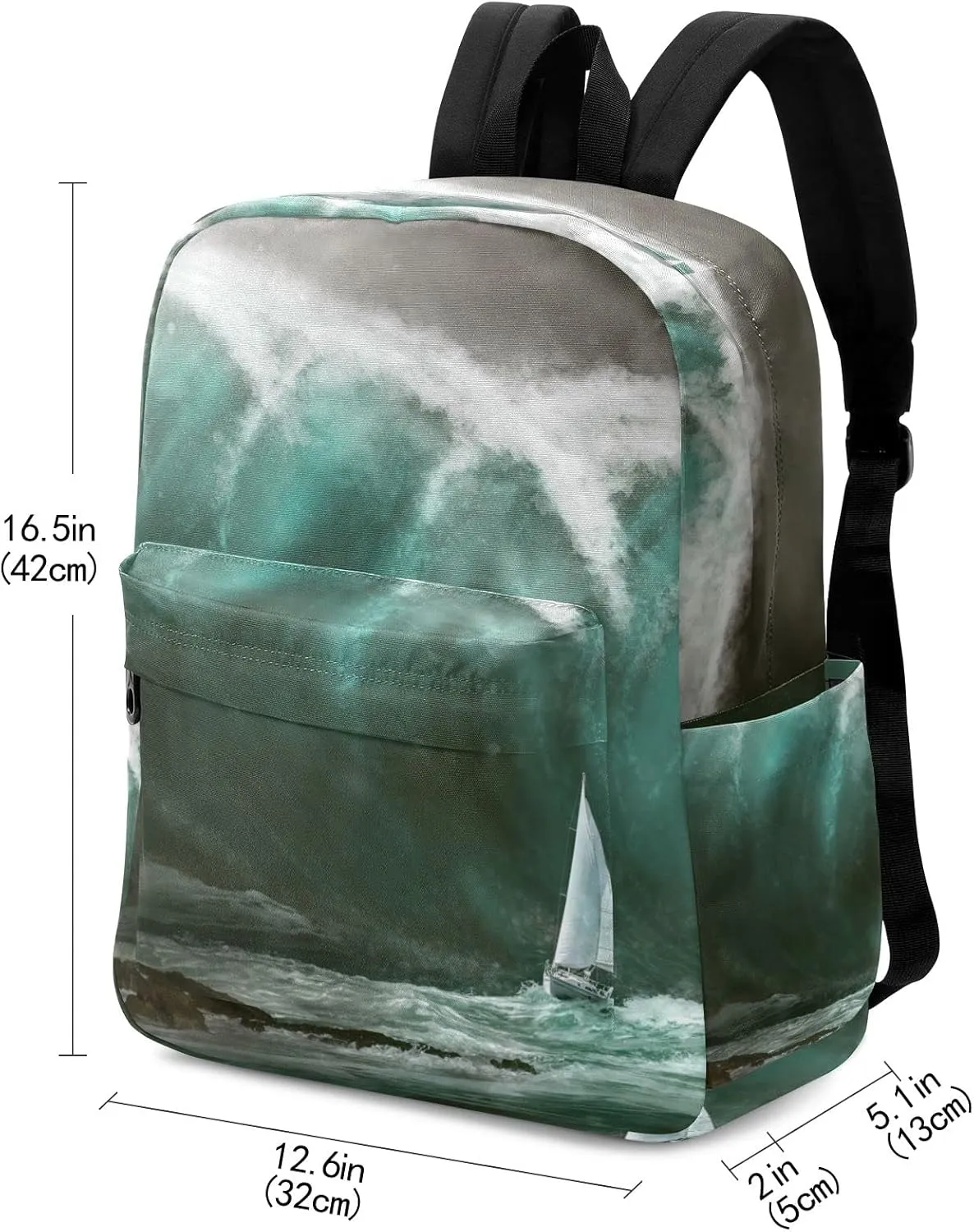 Fustylead Boat before Tsunami Travel Laptop Backpack, Durable School Bag for Men Women Teen for 15.6 Inch Notebook
