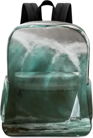 Fustylead Boat before Tsunami Travel Laptop Backpack, Durable School Bag for Men Women Teen for 15.6 Inch Notebook