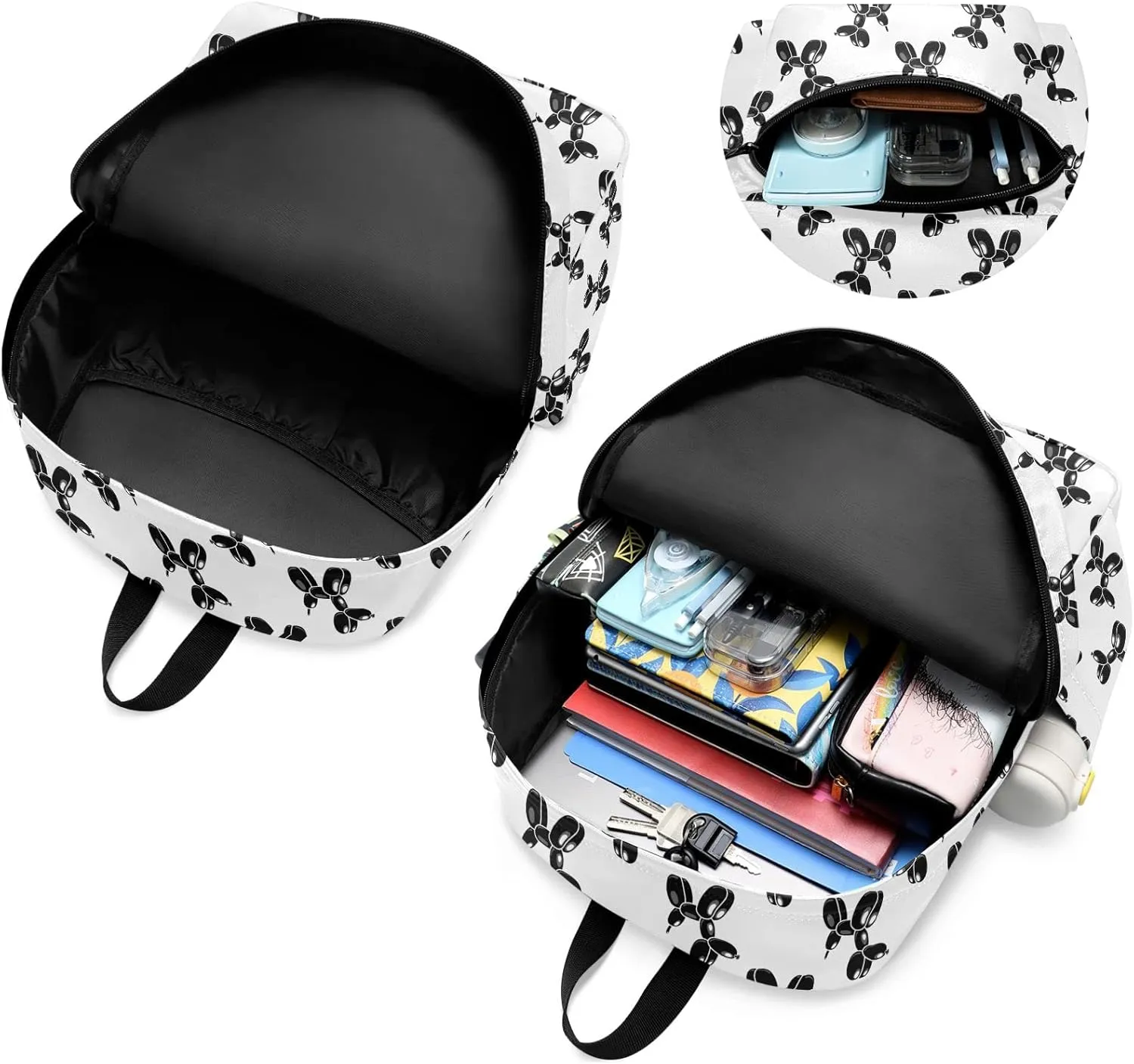 Fustylead Lightweight Backpack for School, Classic Basic Casual Daypack for Travel with Bottle Side Pockets(Classic Balloon Dog)