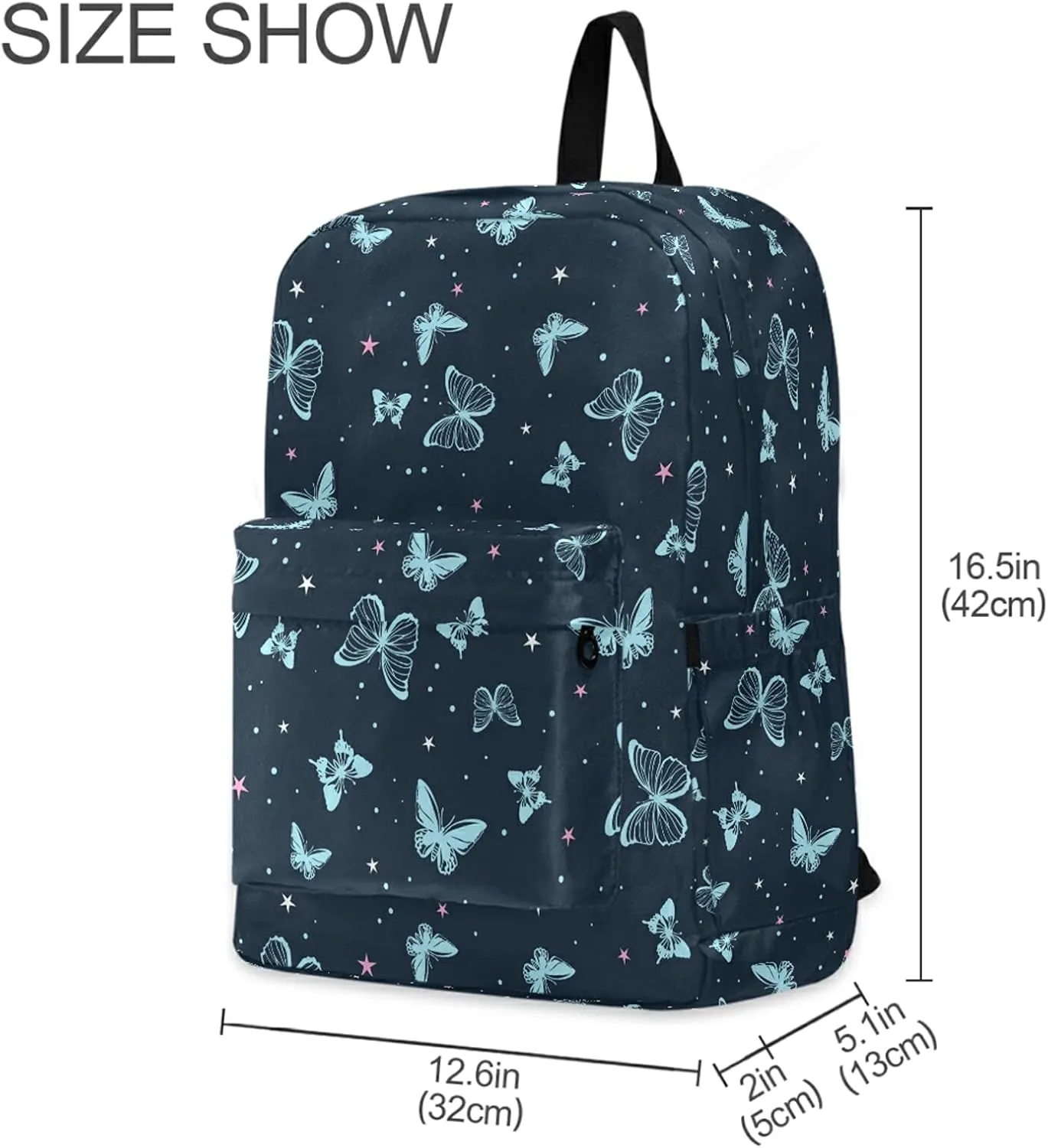 Fustylead Personalized Kids Backpack, Durable School Bag for Boys Girls (Blue Butterflies)