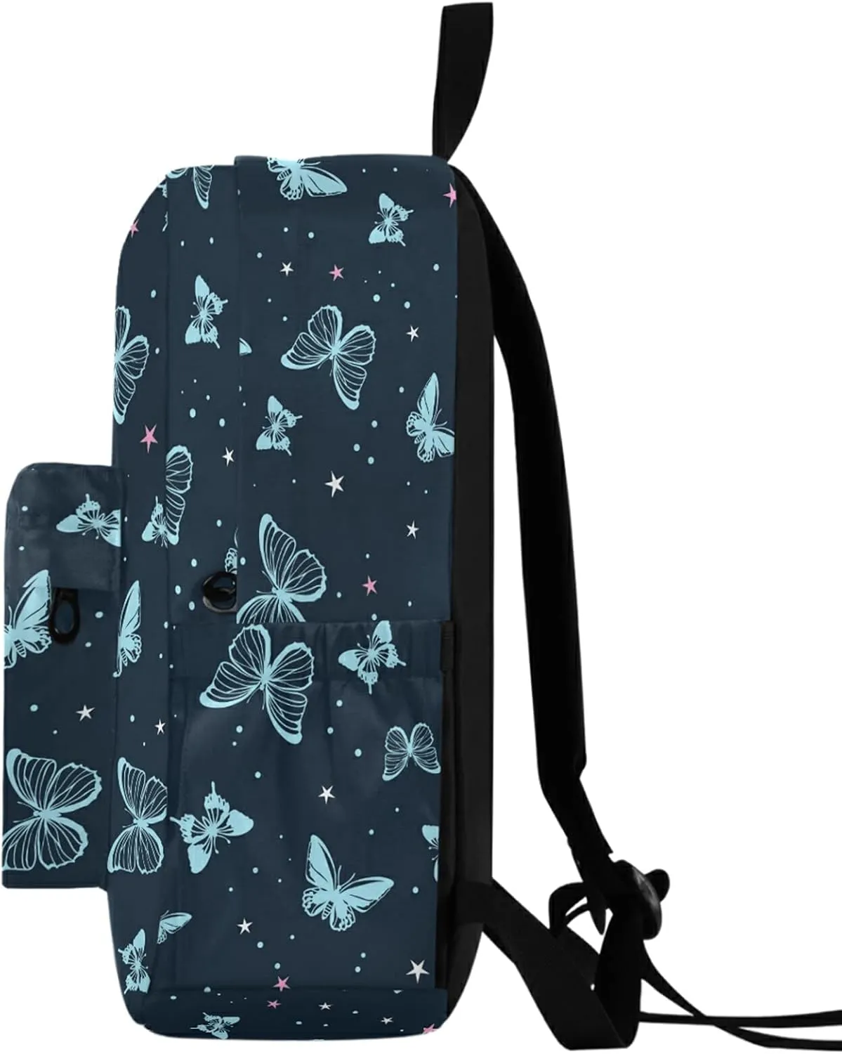 Fustylead Personalized Kids Backpack, Durable School Bag for Boys Girls (Blue Butterflies)