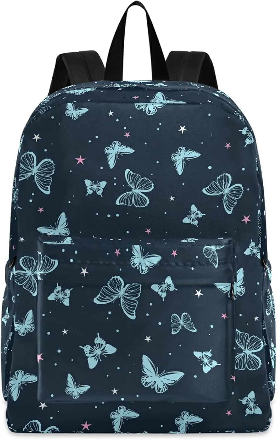 Fustylead Personalized Kids Backpack, Durable School Bag for Boys Girls (Blue Butterflies)