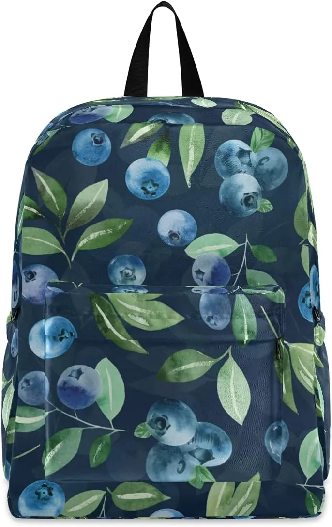 Fustylead Watercolor Blueberry Travel Laptop Backpack, Durable School Bag for Men Women Teen for 15.6 Inch Notebook