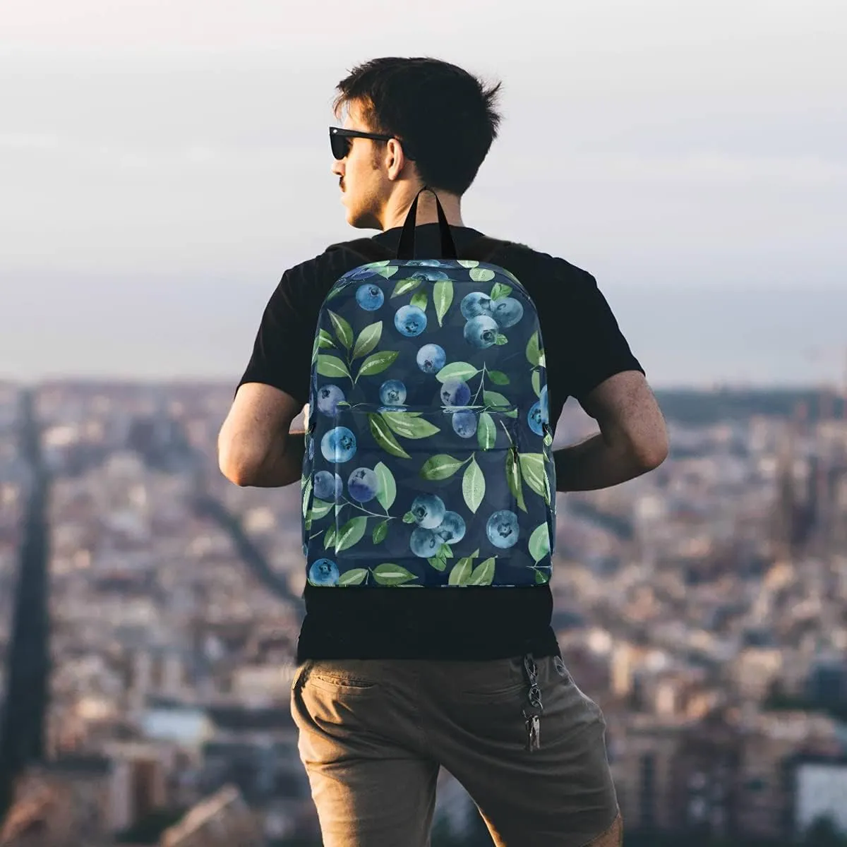 Fustylead Watercolor Blueberry Travel Laptop Backpack, Durable School Bag for Men Women Teen for 15.6 Inch Notebook