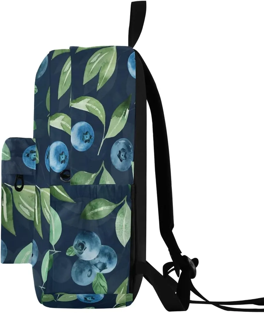 Fustylead Watercolor Blueberry Travel Laptop Backpack, Durable School Bag for Men Women Teen for 15.6 Inch Notebook