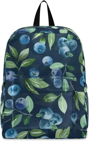 Fustylead Watercolor Blueberry Travel Laptop Backpack, Durable School Bag for Men Women Teen for 15.6 Inch Notebook