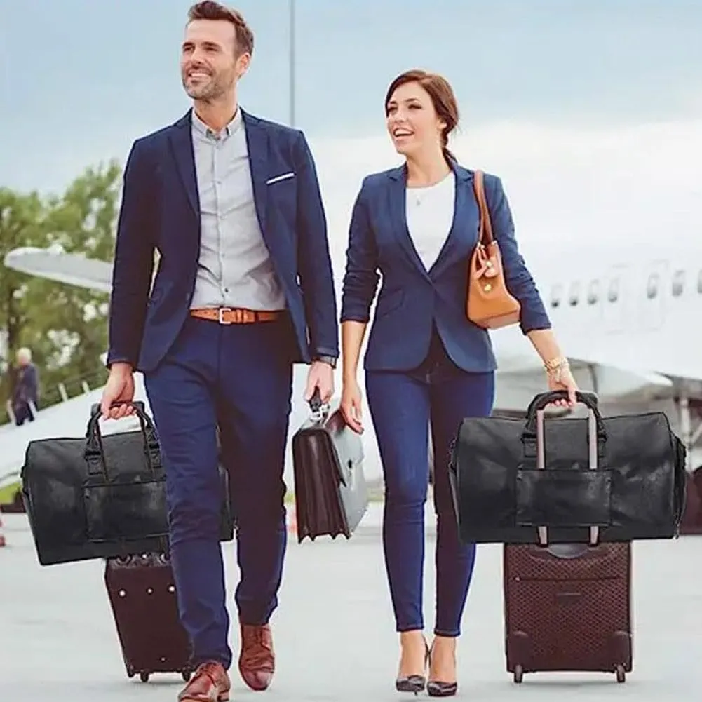 Garment Bag for Travel,Convertible Garment Duffle Bag for Men Women,Travel Duffels for Adult,2 in 1 Hanging Suitcase Suit Travel Bags for Business and Travel, Detachable Shoulder Strap, Brown