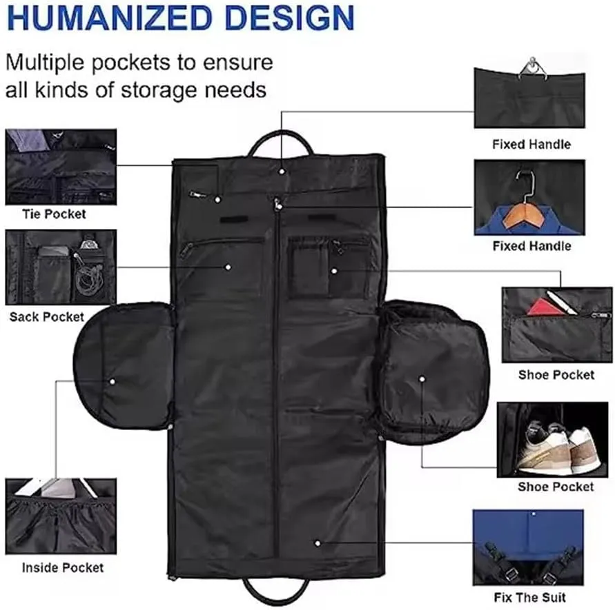 Garment Bag for Travel,Convertible Garment Duffle Bag for Men Women,Travel Duffels for Adult,2 in 1 Hanging Suitcase Suit Travel Bags for Business and Travel, Detachable Shoulder Strap, Khaki