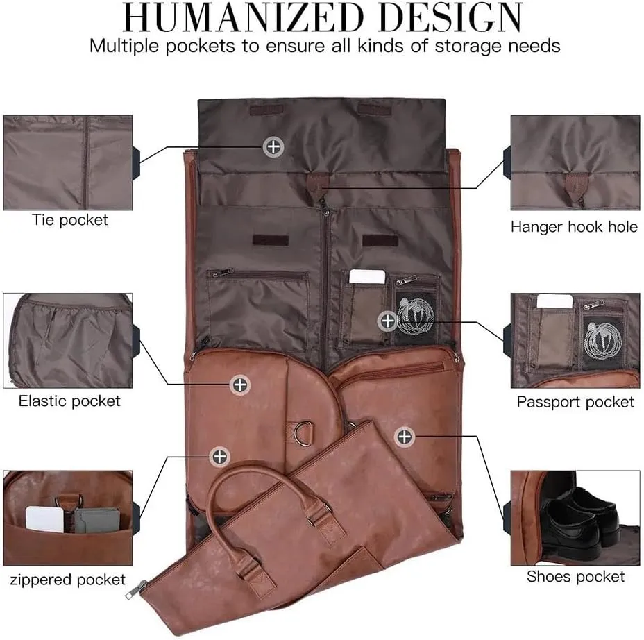 Garment Bag for Travel,Convertible Garment Duffle Bag for Men Women,Travel Duffels for Adult,2 in 1 Hanging Suitcase Suit Travel Bags for Business and Travel, Detachable Shoulder Strap, Khaki