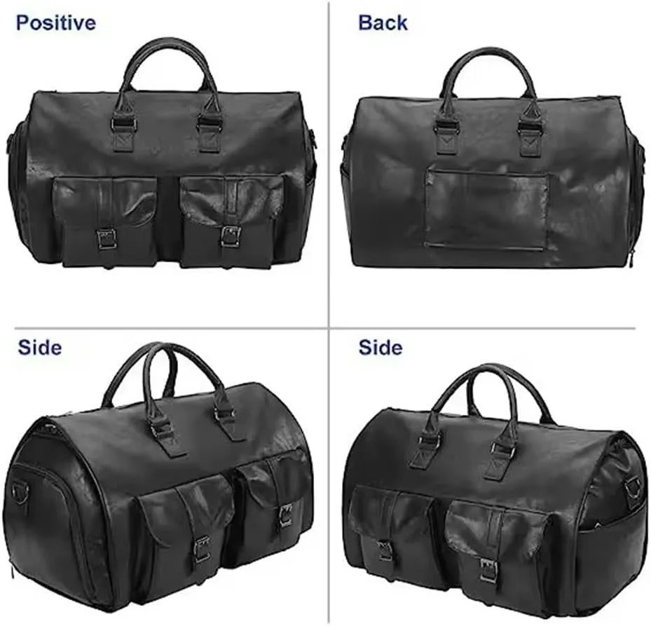 Garment Bag for Travel,Convertible Garment Duffle Bag for Men Women,Travel Duffels for Adult,2 in 1 Hanging Suitcase Suit Travel Bags for Business and Travel, Detachable Shoulder Strap, Khaki