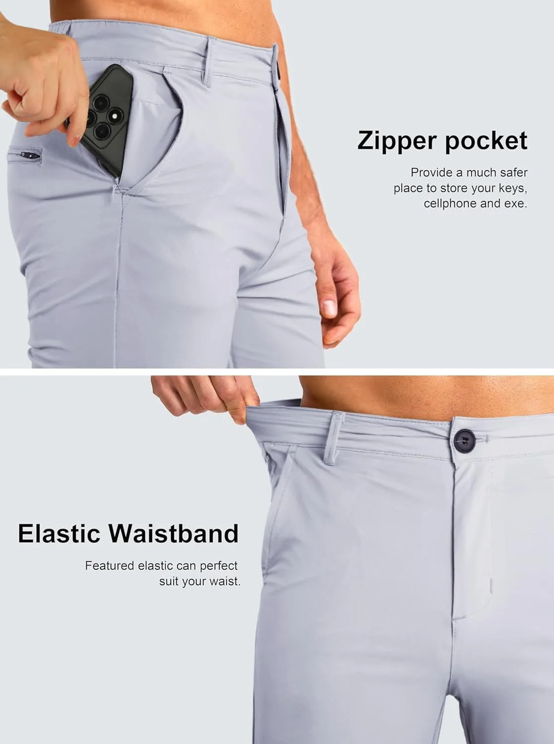 GINGTTO Mens Casual Shorts Stretch Slim Fit Quick Dry 9 Inch Inseam