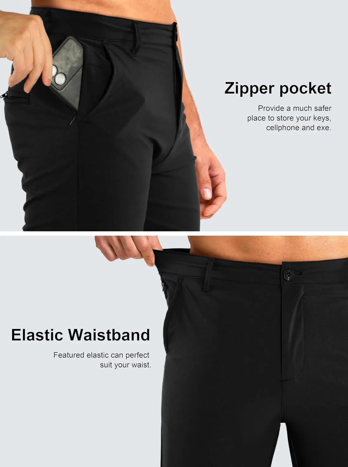 GINGTTO Mens Casual Shorts Stretch Slim Fit Quick Dry 9 Inch Inseam