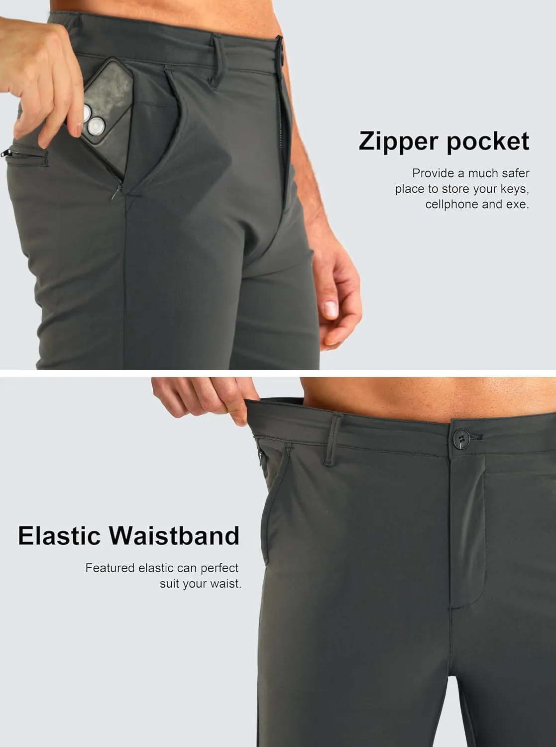 GINGTTO Mens Casual Shorts Stretch Slim Fit Quick Dry 9 Inch Inseam