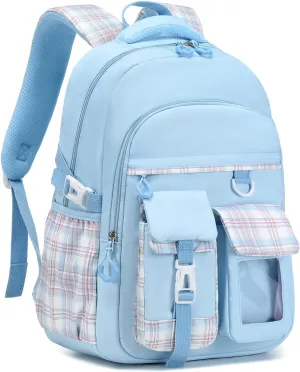 Girls Backpack, Lightweight Kids Backpack Functional Pockets Kawaii Teen School Backpacks Bookbag for Primary Elementary School,Age 6-14 years,Blue