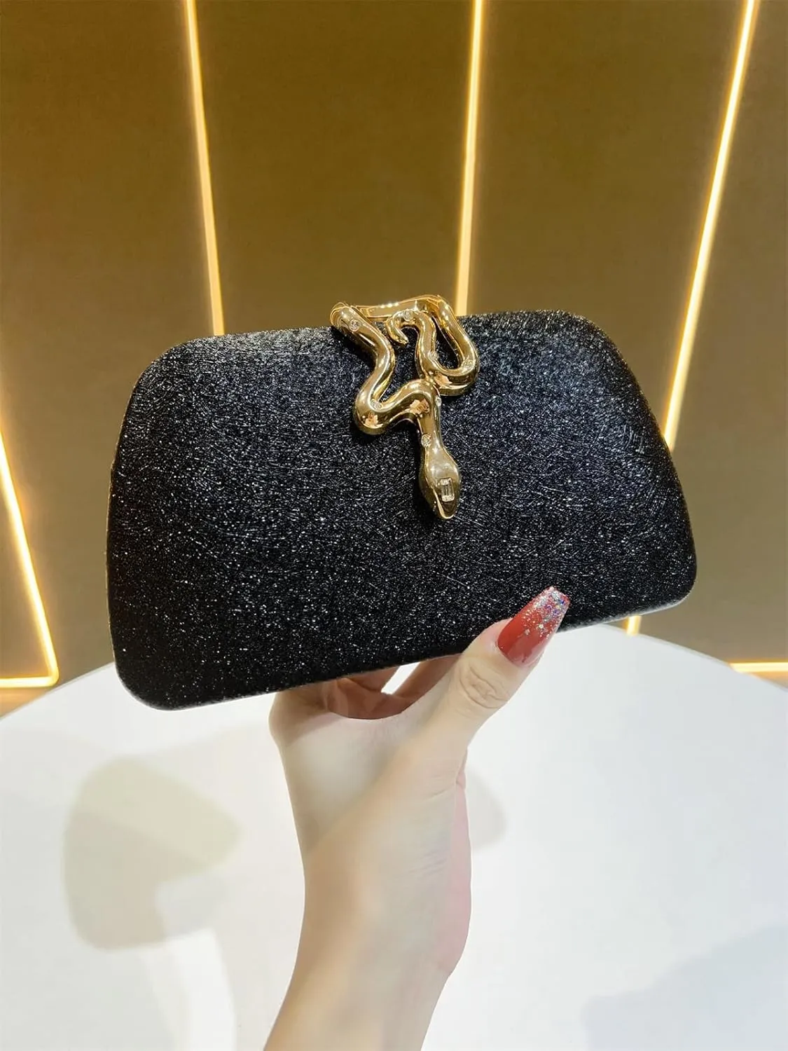 Glitter Clutch Purses for Women Elegant Evening Bag for Parties, Weddings,Gold Clutch Purse