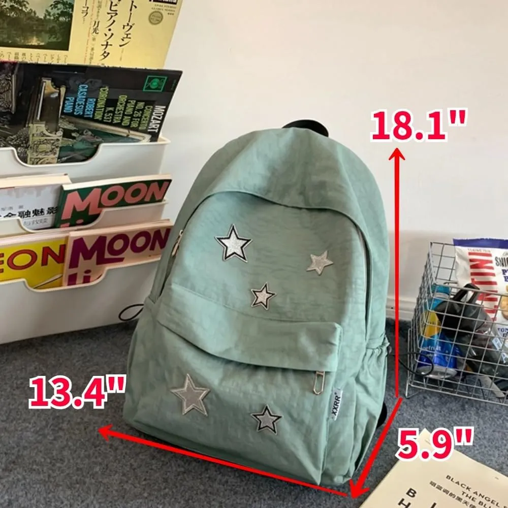 Grunge Backpack with Adorable Accessory Aesthetic Backpack Cute Backpacks Waterproof (Green)