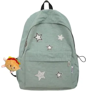 Grunge Backpack with Adorable Accessory Aesthetic Backpack Cute Backpacks Waterproof (Green)