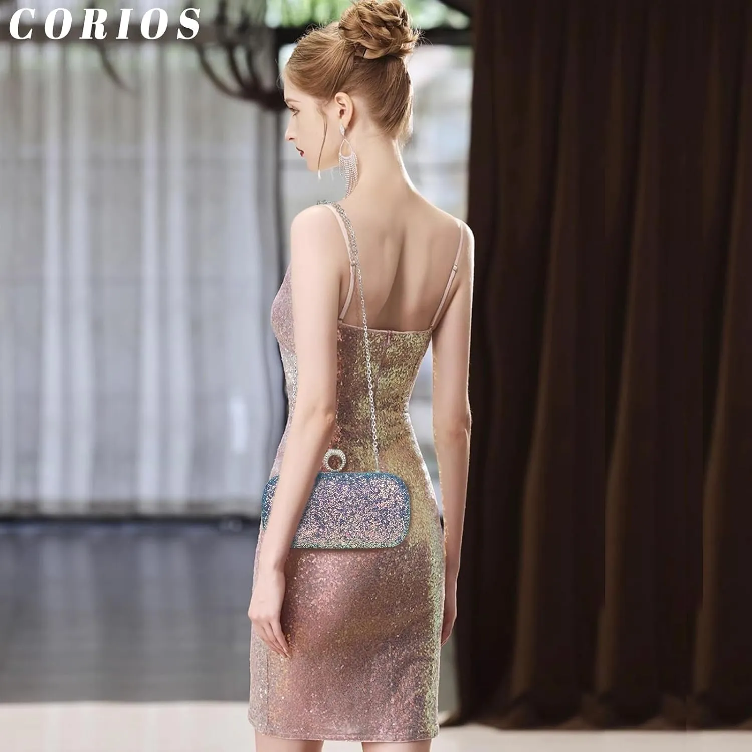 Handbag Bridal Wedding Purse Glitter Shoulder Elegant Crossbody Women Clutch Sequin Evening Ladies Sparkly