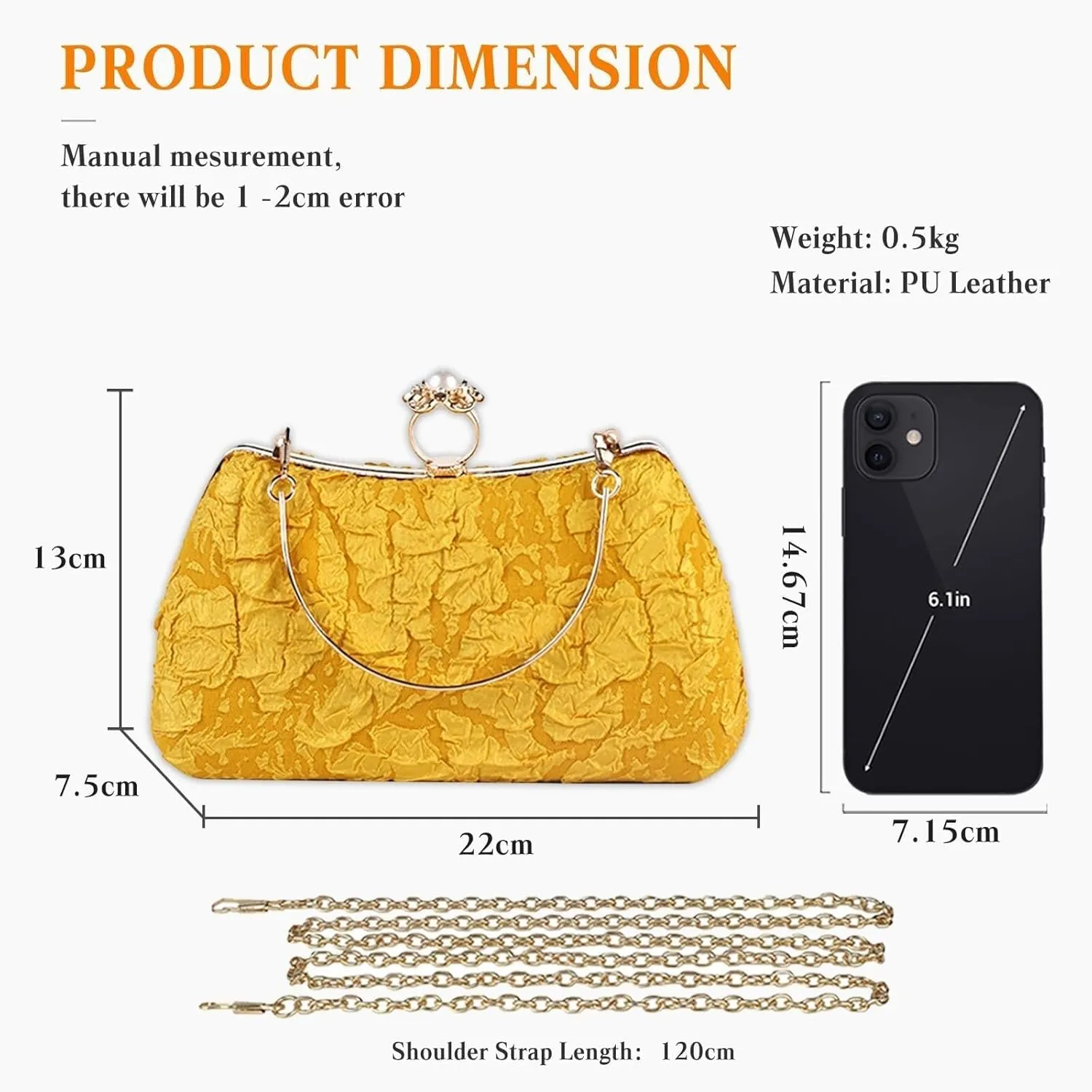 Handbag for Women Shoulder with Detachable Chain Elegant Crossbody Evening Pearl Clutch Bridal Wedding Purse