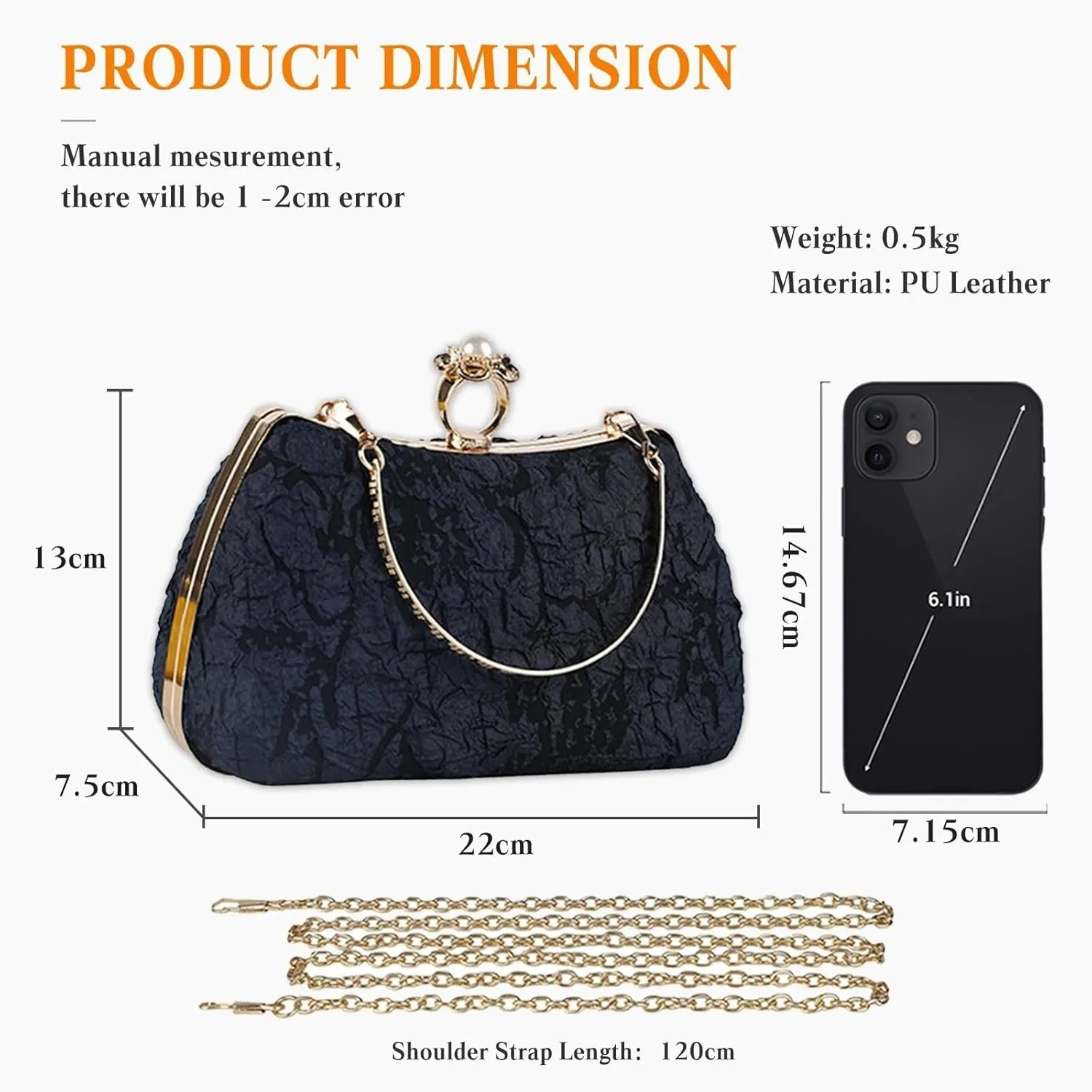 Handbag for Women Shoulder with Detachable Chain Elegant Crossbody Evening Pearl Clutch Bridal Wedding Purse