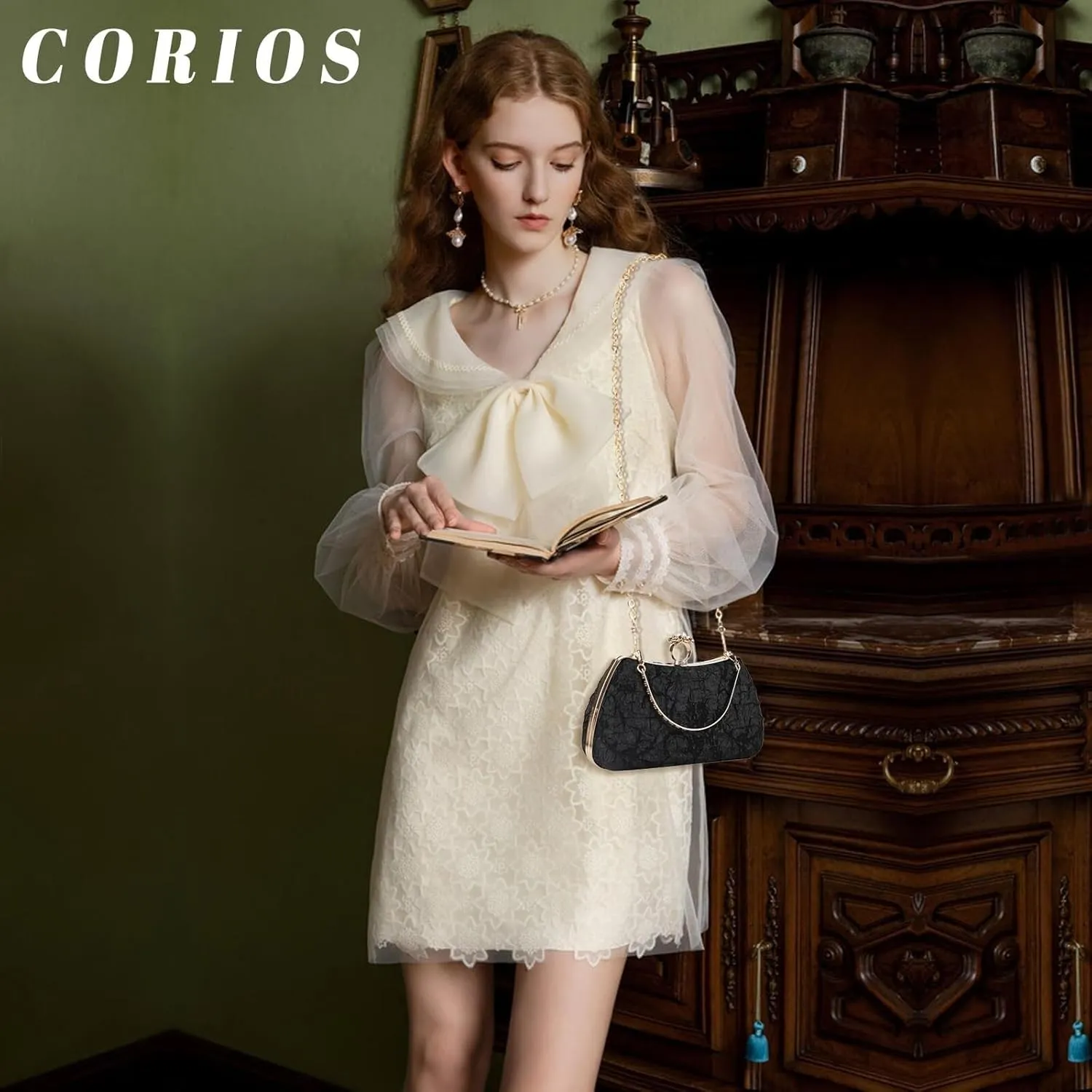 Handbag for Women Shoulder with Detachable Chain Elegant Crossbody Evening Pearl Clutch Bridal Wedding Purse