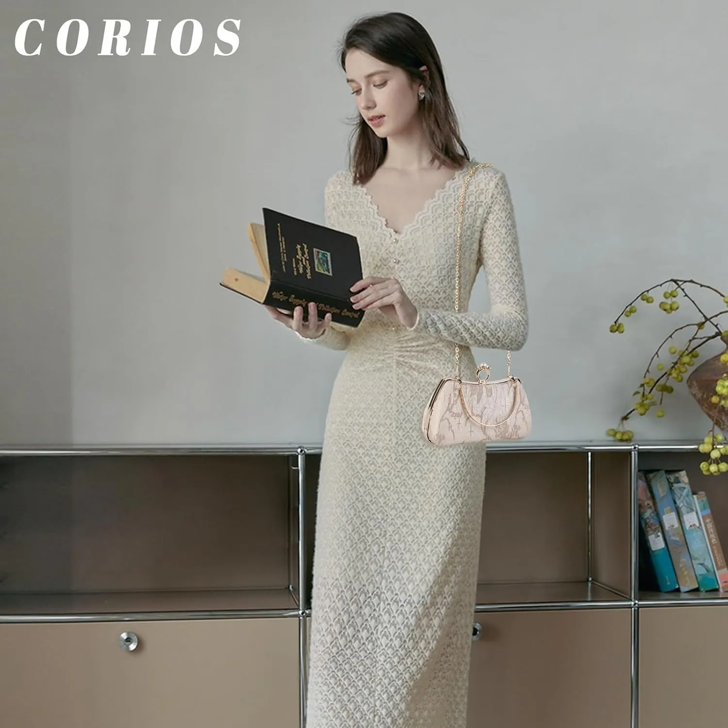 Handbag for Women Shoulder with Detachable Chain Elegant Crossbody Evening Pearl Clutch Bridal Wedding Purse