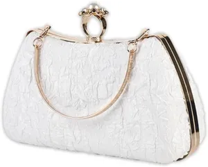 Handbag for Women Shoulder with Detachable Chain Elegant Crossbody Evening Pearl Clutch Bridal Wedding Purse