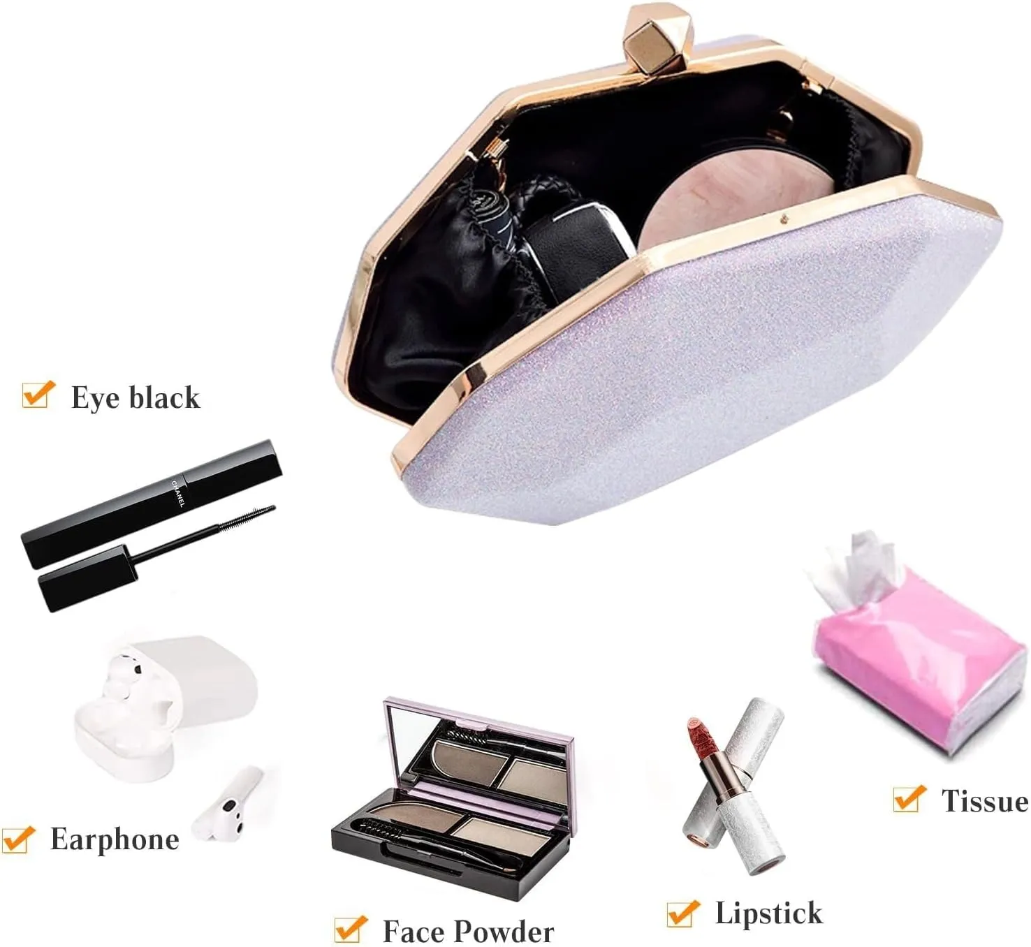 Handbag Women's Bridal Wedding Purse Glitter Irregular Shoulder Elegant Crossbody Evening Clutch Ladies Sparkly