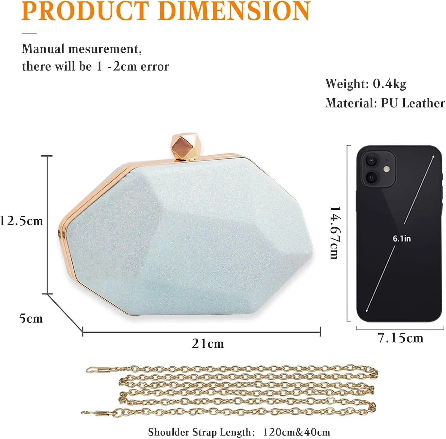 Handbag Women's Bridal Wedding Purse Glitter Irregular Shoulder Elegant Crossbody Evening Clutch Ladies Sparkly