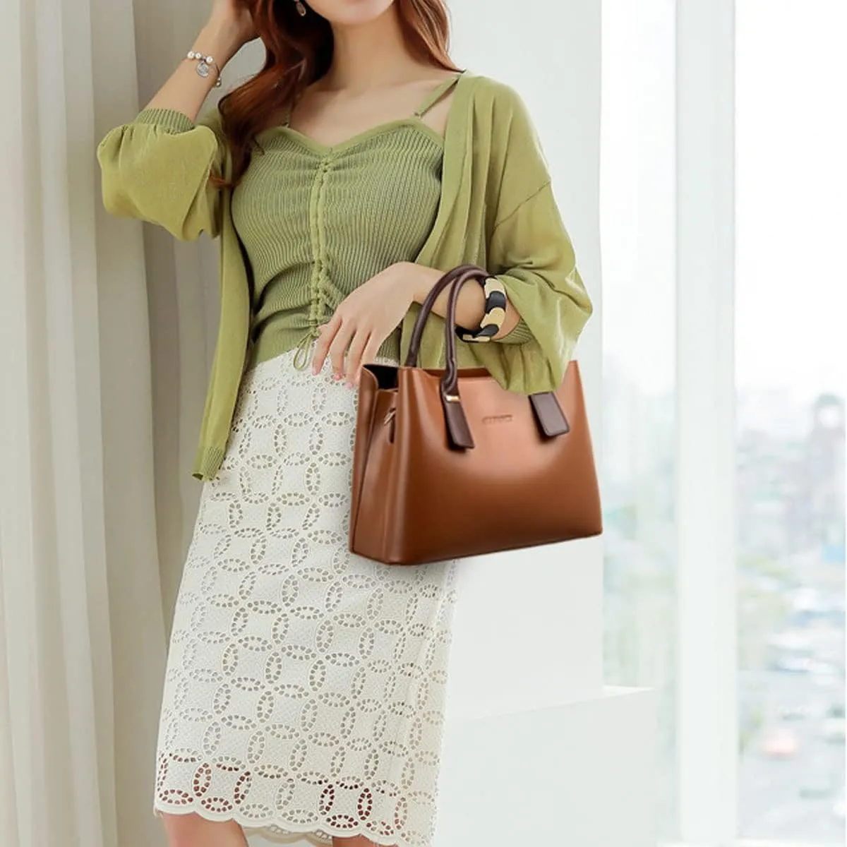 Handbags and Purses for Women PU Leather Satchels Fashion Shoulder Bags Totes Top-Handle Crossbody Bags