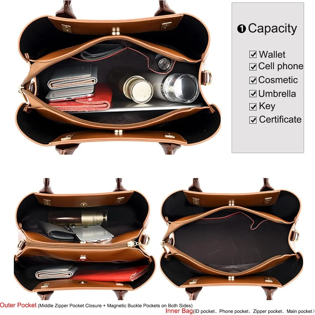 Handbags and Purses for Women PU Leather Satchels Fashion Shoulder Bags Totes Top-Handle Crossbody Bags
