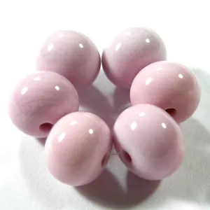 Handmade Lampwork Glass Beads, Light Pastel Pink Shiny 260g