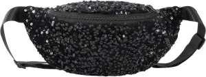 Hoce Women Fanny Packs Glitter Waist Bag Ladies Bum Bag Multi-Functional Sling Bag Black Chest Bag with Adjustable Strap